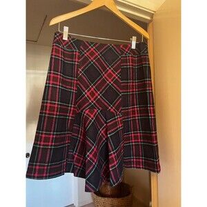 Vintage Wool Skirt Womens Plaid Kick Pleated Lined Chinese Brand All Star Sz M